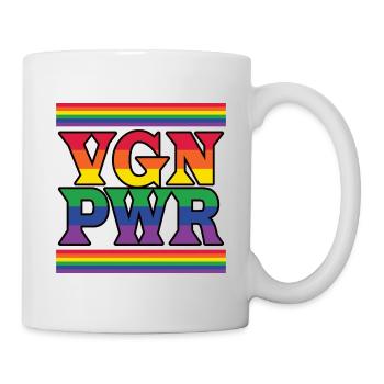 VGN PWR Regenbogen Motiv Veganer - Tasse - Weiß - Rechts