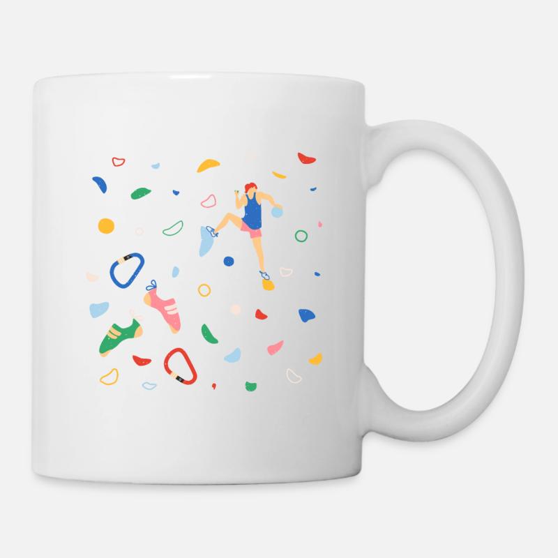 Female climber on bouldering wall - Mug - white
