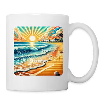 Plage au coucher du soleil - Mug blanc - blanc - Droite