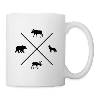 Sweden Silhouette Bear Wolf Moose Reindeer Black - Mug - white - Right