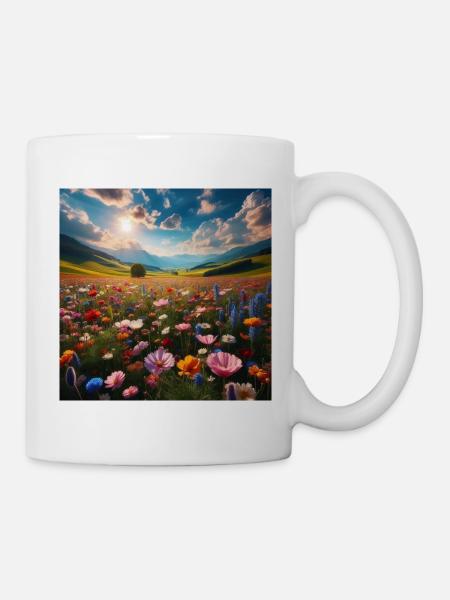 Blumen-Flucht - Tasse - Weiß