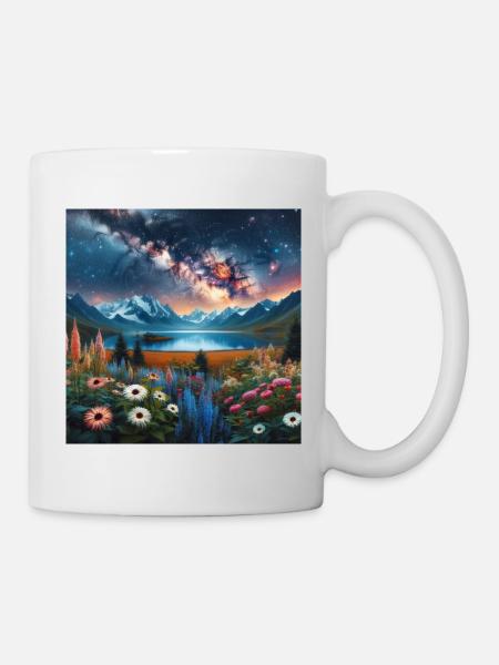 Nuit Étoilée sur Jardin Alpin N°5 - Mug blanc - blanc