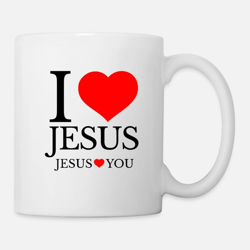 J’aime Jésus et Jésus t’aime - Mug blanc - blanc
