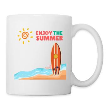 Sommer-Surf-Fieber: Stylisches Surfbrett-Design - Tasse - Weiß - Rechts