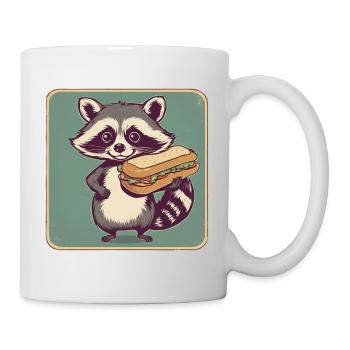 Waschbär lustig Sandwich back to school - Tasse - Weiß - Rechts