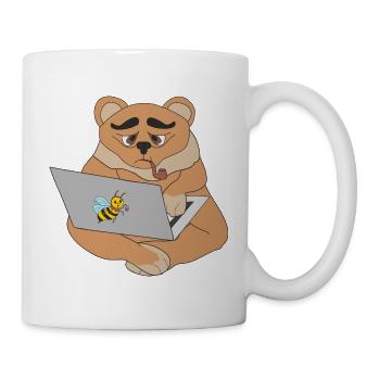 Bear with laptop - Mug - white - Right