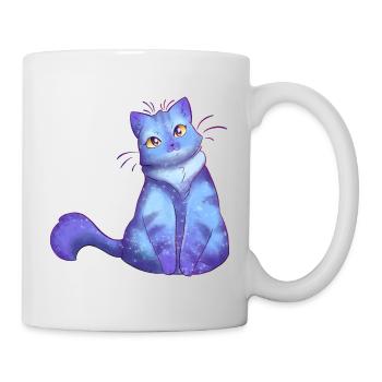 Cat Cat Night Night Blue Stars Cat Lover - Mug - white - Right