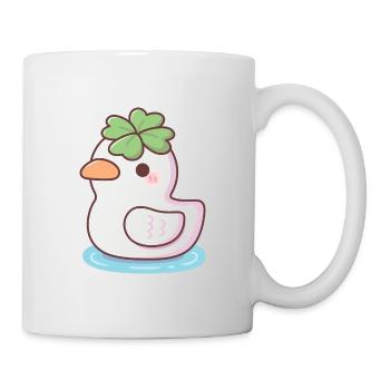 Mignon Lucky Ducky Trèfle à quatre feuilles - Mug blanc - blanc - Droite