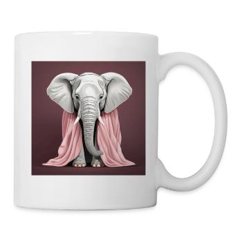Elephant with pink blanket - Mug - white - Right