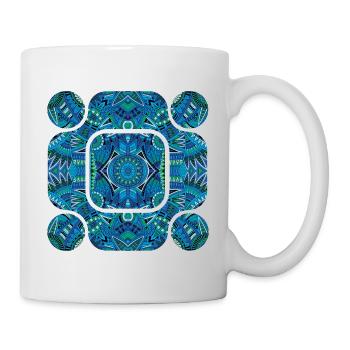 Blue Aztec Abstract - Mug - white - Right