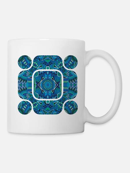 Blue Aztec Abstract - Mug - white