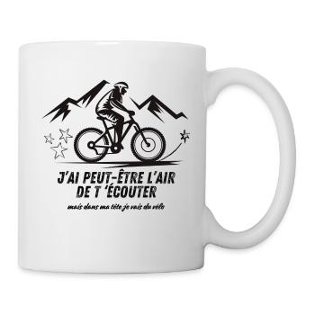vélo, drôle, cadeau, noël, vélo de route, bmx, cou - Mug blanc - blanc - Droite