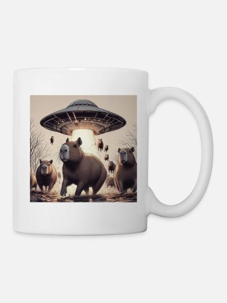 UFO & capybaras - Mug - white