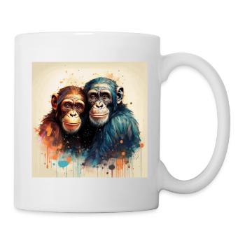Verliebte Chimpansen - Tasse - Weiß - Rechts