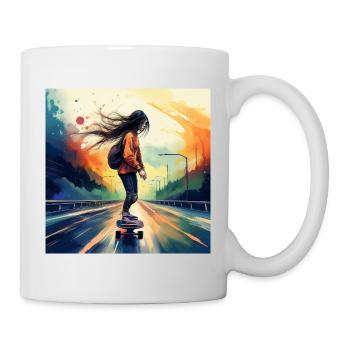 Skater auf der autobahn - Tasse - Weiß - Rechts