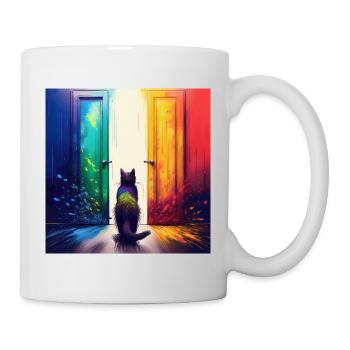 Eine Katze zwischen zwei Türen - Tasse - Weiß - Rechts