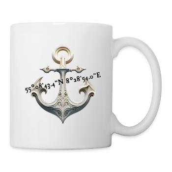 White anchor with coordinates - Mug - white - Right
