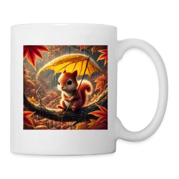 Écureuil Triste sous la Pluie en Automne - Mug blanc - blanc - Droite