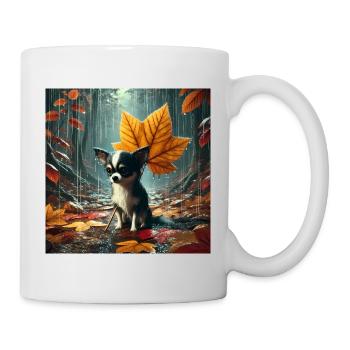 Chihuahua Triste sous la Pluie en Automne - Mug blanc - blanc - Droite