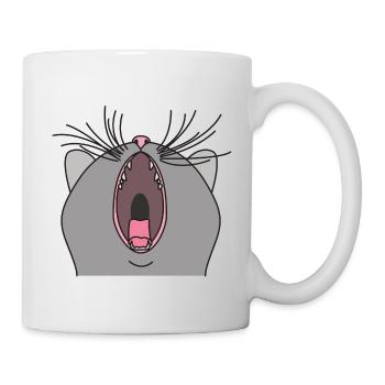 Gähnende Katze - Tasse - Weiß - Rechts