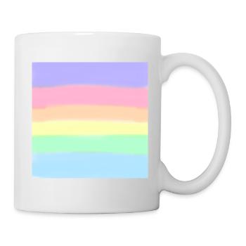 Pastellfarbene Streifen in Regenbogenfarbe - Tasse - Weiß - Rechts