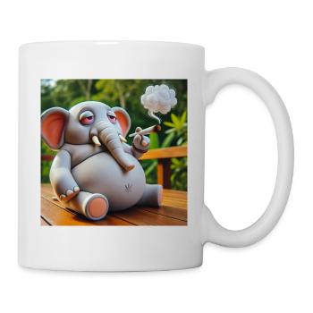 Smoking pot elephant with joint - Mug - white - Right