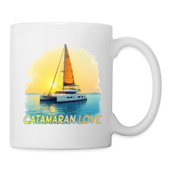 Catamaran Love, Sea, Sailing, Captain, Cat, Cat - Mug - white - Right