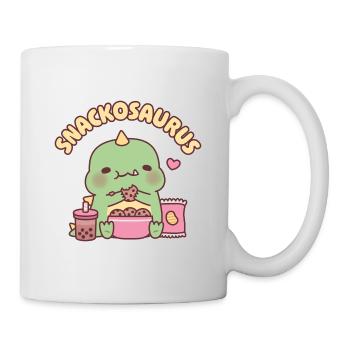 Niedlicher Dinosaurier Mampfen Kekse Snackosaurus Lustig - Tasse - Weiß - Rechts