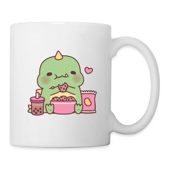 Cute Dinosaur Snacking On Cookies - Mug - white - Right