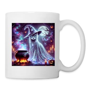 Mysteriöse Zauberer-Geisterkatze - Tasse - Weiß - Rechts