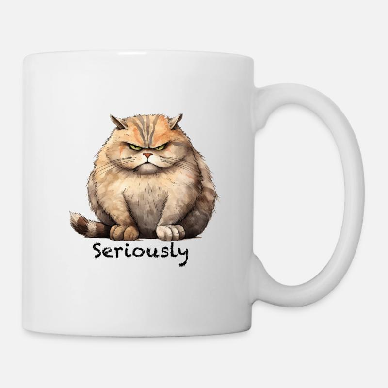 Crumpy Cat Seriously - Tasse - Weiß