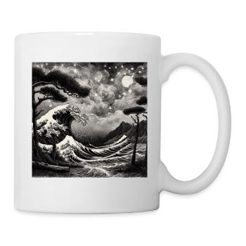 Hokusai-van Gogh Mix Welle und Sternennacht - Tasse - Weiß - Rechts