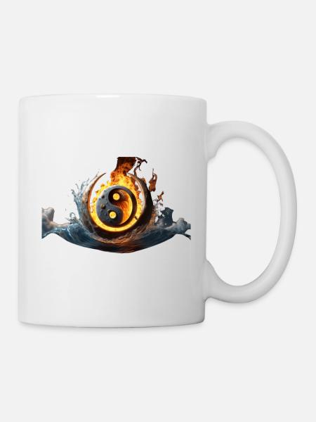 ying yang ball of fire submerging from water - Mug - white