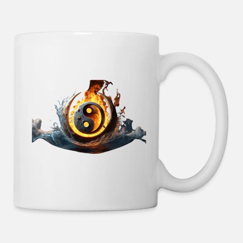 ying yang ball of fire submerging from water - Mug - white