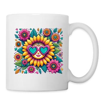 TOURNESOL AVEC DES LUNETTES - SUMMER VIBES - Mug blanc - blanc - Droite