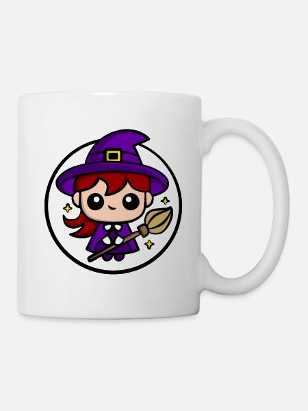 Cute Chibi Witch | Cute Halloween Witch Design - Mug - white