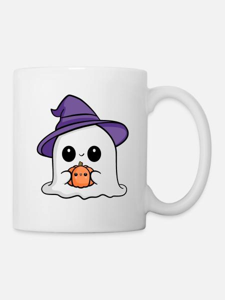 Chibi-Halloween-Geist | Niedliches Geister-Design - Tasse - Weiß
