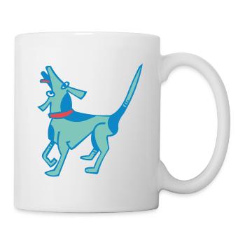 Small dog with blue fur wants to go for a walk - Mug - white - Right