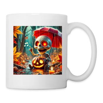 Niedliches Skelett mit roten Augen spielt Geige - Tasse - Weiß - Rechts