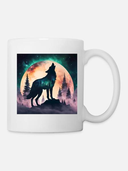 Le loup de la pleine lune - Mug blanc - blanc