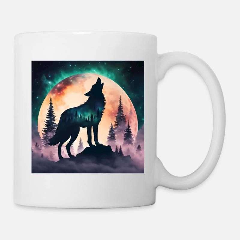 Le loup de la pleine lune - Mug blanc - blanc
