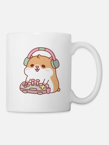 Mignon Gamer Hamster Jouant À des Jeux Vidéo - Mug blanc - blanc