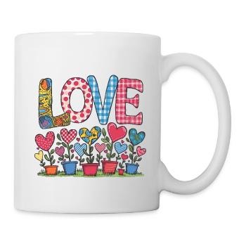 LOVE - Fleurs de coeur - Mug blanc - blanc - Droite