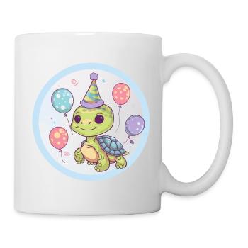 Tortue Anniversaire Bébé - Mug blanc - blanc - Droite