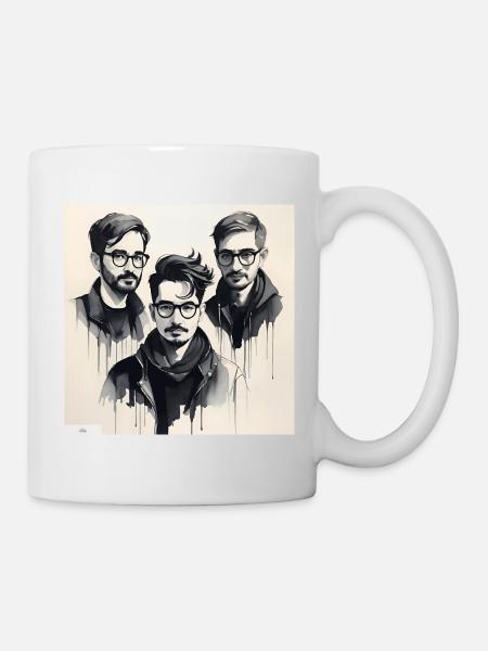 Friends portrait in ink - Mug - white
