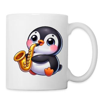 Pingouin, Saxophone, Joueur, Jazz, Musicien - Mug blanc - blanc - Droite