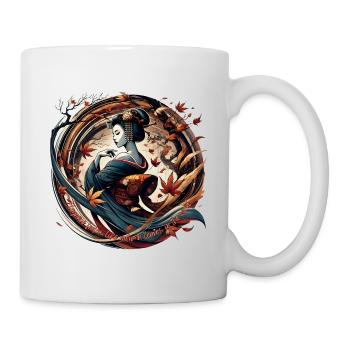 Yukiko Geisha: Autumn Elegance in the Wind - Tasse - Weiß - Rechts