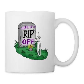 Abzocke Schwarzer Humor Halloween Grab Friedhof Sarkasmus - Tasse - Weiß - Rechts