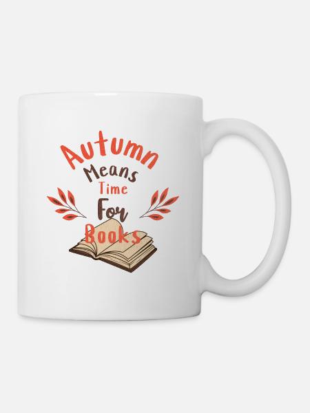 Bücher Lesen Herbst - Tasse - Weiß
