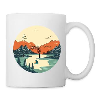 Serene Mountain and Lake Landscape - Mug - white - Right